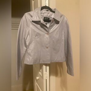 XOXO 100% Leather Jacket light grey/blue size small